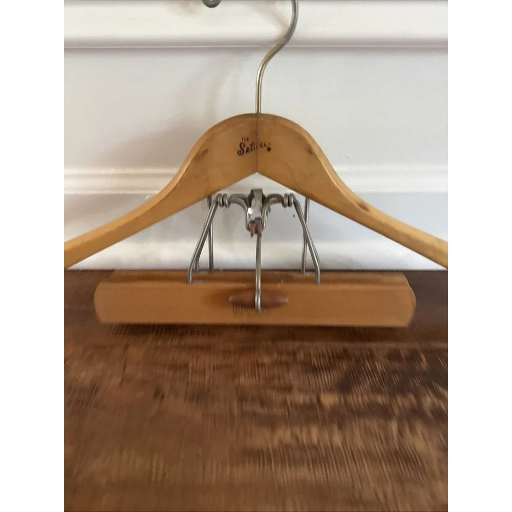Vintage The Setwell 18” Wooden Suit Coat & Pants Hanger Made In The USA